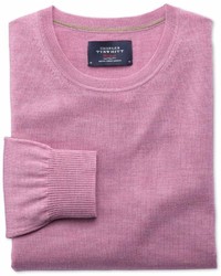 Charles Tyrwhitt Light Pink Merino Wool Crew Neck Sweater Size Large By