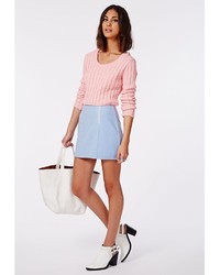 Missguided Aqsa Knit Cable Crop Jumper Pink