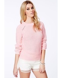 Missguided Coneisha Rib Panel Jumper In Baby Pink