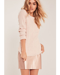 Missguided Pink Crew Neck Ribbed Sweater