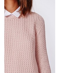 Missguided Unity Rik Rak Stitch Knit Sweater Pink