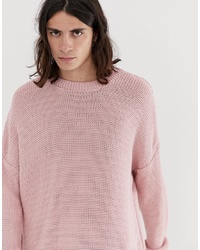 ASOS DESIGN Oversized Textured Knit Jumper In Pink