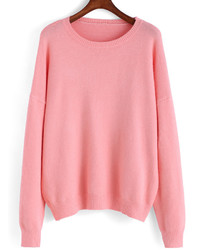 Round Neck Knit Pink Sweater