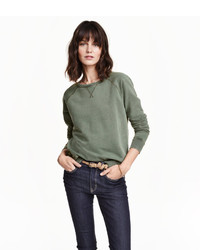 H&M Sweatshirt Khaki Green Ladies