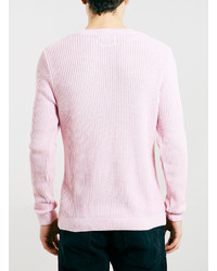 Topman Pastel Pink Vertical Rib Crew Neck Sweater | Where to buy ...