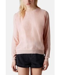 Topshop Organza Overlay Knit Sweater Pale Pink 10