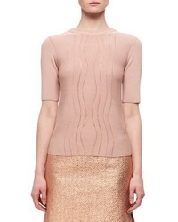 Carven Wave Effect Half Sleeve Knitted Sweater
