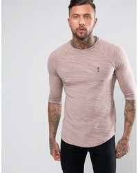 Religion 34 Sleeve Raglan T Shirt In Pink With Texture