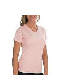 Alternative Apparel Burnout Jersey Knit T Shirt Crew Neck Short Sleeve Pink