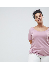 Asos Curve Asos Design Curve T Shirt With Scoop Neck And Curved Hem In Mink Pink