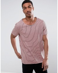ASOS DESIGN Asos Neppy Jersey Longline Stripe T Shirt With Raw Edge Detail