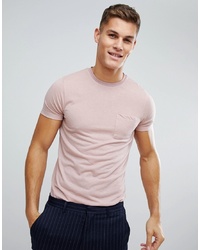 ASOS DESIGN Asos T Shirt With Pocket In Linen Mix In Pink Salt