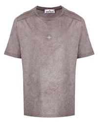Stone Island Embroidered Logo Faded Cotton T Shirt