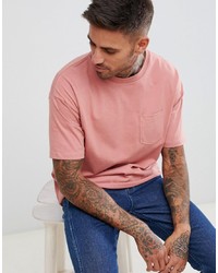 Pull&Bear Join Life T Shirt In Pink With Pocket
