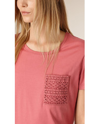 Burberry Lace Pocket Cotton T Shirt