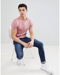 ASOS DESIGN Longline Muscle Fit T Shirt With Bound Curved Hem In Pink