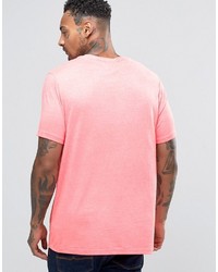 Asos Longline T Shirt With Crew Neck In Pink Fluro