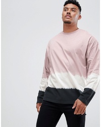 ASOS DESIGN Oversized Longline T Shirt With Dip Dye In Pink