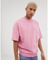 ASOS DESIGN Oversized Short Sleeve Sweatshirt In Pink
