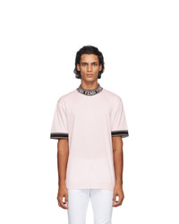 Fendi Pink Logo Collar T Shirt