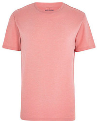 River Island Pink Marl Crew Neck T Shirt