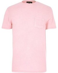 River Island Pink Textured Crew Neck T Shirt