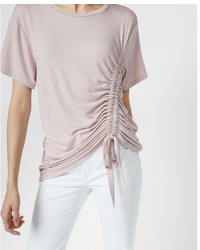 Express Side Ruched Crew Neck Tee