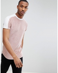 ASOS DESIGN T Shirt In Towelling With Contrast Shoulder Panel In Pink