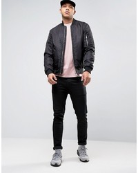 Asos T Shirt With Crew Neck And Roll Sleeve In Pink