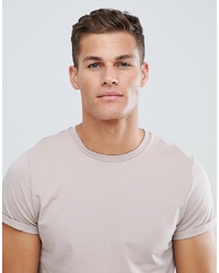 ASOS DESIGN T Shirt With Roll Sleeve In Grey