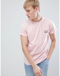 New Look T Shirt With Roll Sleeve In Light Pink
