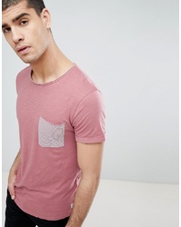 Tom Tailor T Shirt With Stripe Pocket In Pink