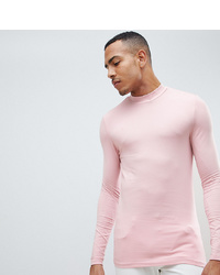 ASOS DESIGN T Sleeve T Shirt With Turtle Neck In Pink