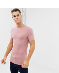 ASOS DESIGN Tall Muscle Fit T Shirt With Crew Neck And Stretch In Pink