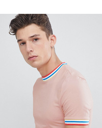 ASOS DESIGN Tall Muscle Fit T Shirt With Tipping In Pink