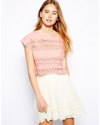 Pink Crochet Cropped Top