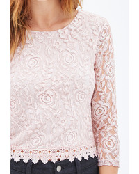 Forever 21 Crochet Trim Lace Top