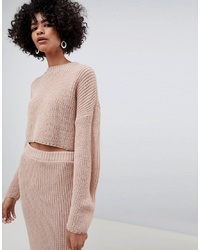 ASOS DESIGN Co Ord Cropped Oversized Jumper In Rib