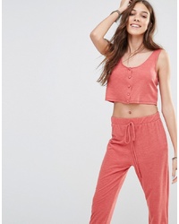 Honey Punch Button Front Crop Top Co Ord