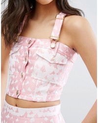 House of Holland Heart Jacquard Crop Top
