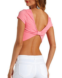 Charlotte Russe Quilted Bow Back Crop Top
