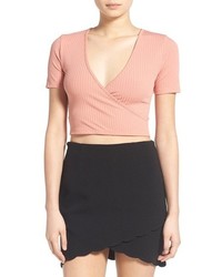 Missguided Rib Wrap Front Crop Top