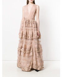 Amen Lace Cutout Tiered Evening Dress