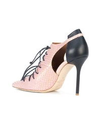 Malone Souliers Lace Up Snakeskin Pumps