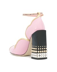 Dolce & Gabbana Peep Toe Dorsay Pumps With Jewel Heel