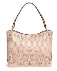 Tory Burch Zoey Floral Perforated Leather Tote
