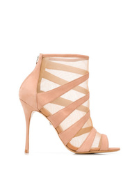 Pink Cutout Mesh Ankle Boots