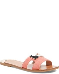Pink Cutout Suede Sandals
