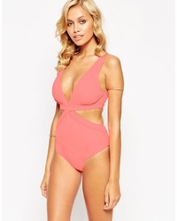 Asos Collection Cross Waist Cut Out Plunge Swimsuit