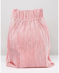 Weekday Pleat Detail Drawstring Backpack In Pink